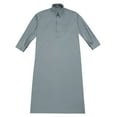 thumbnail image 5 of Solid Colored Men Robes Long Sleeve Comfortable Prayer Thobe Traditional Clothing Breathable Fabric Mens Casual Crew Neck Basic Tees, 5 of 5
