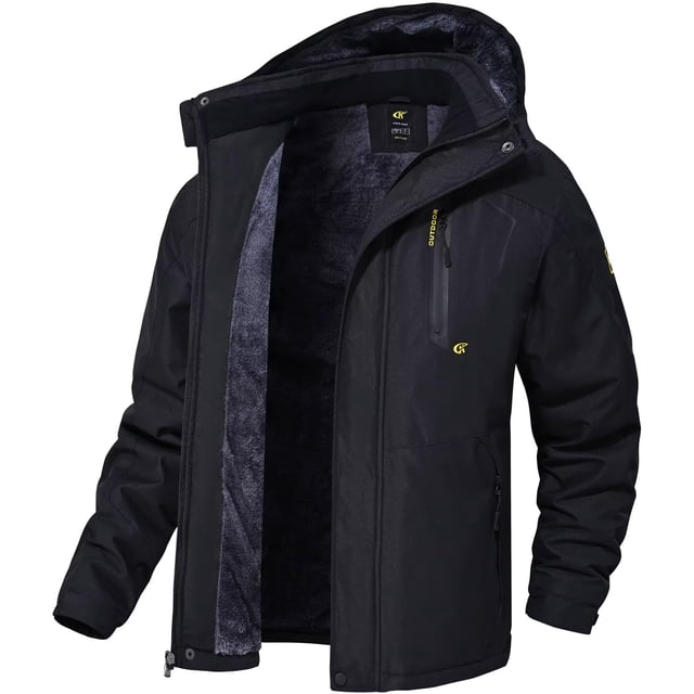 Campera impermeable y cortaviento para hombre QPNGRP, negra, 3XL