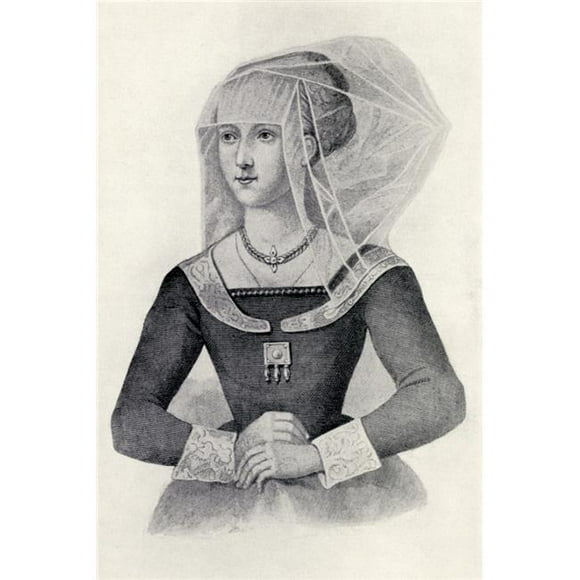 Elizabeth Woodville Ou Wydeville, vers 1437 à 1492, Reine Consort d'Edward IV, Roi d'Angleterre, Tiré du Livre Nos Reines Mères par Elizabeth Villiers, 24 x 36 - Grand