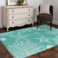 thumbnail image 3 of Area Rug for Living Room, Teal Coastal Non-Slip Indoor Large Carpet for Bedroom/Dining Room, Starfish Coral Summer Beach Ocean Washable Low-Profile Rectangle Floor Mat Runner Rugs - 2.7 x 5 Ft, 3 of 8