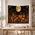 thumbnail image 5 of Ravens on Lanterns Beneath a Full Moon with Pumpkins, Whimsical Gothic for Autumn Decor Fans, Harvest Night Art, Halloween Gift, Tapestry Wall Hanging for Living Room and Den, 5 of 7