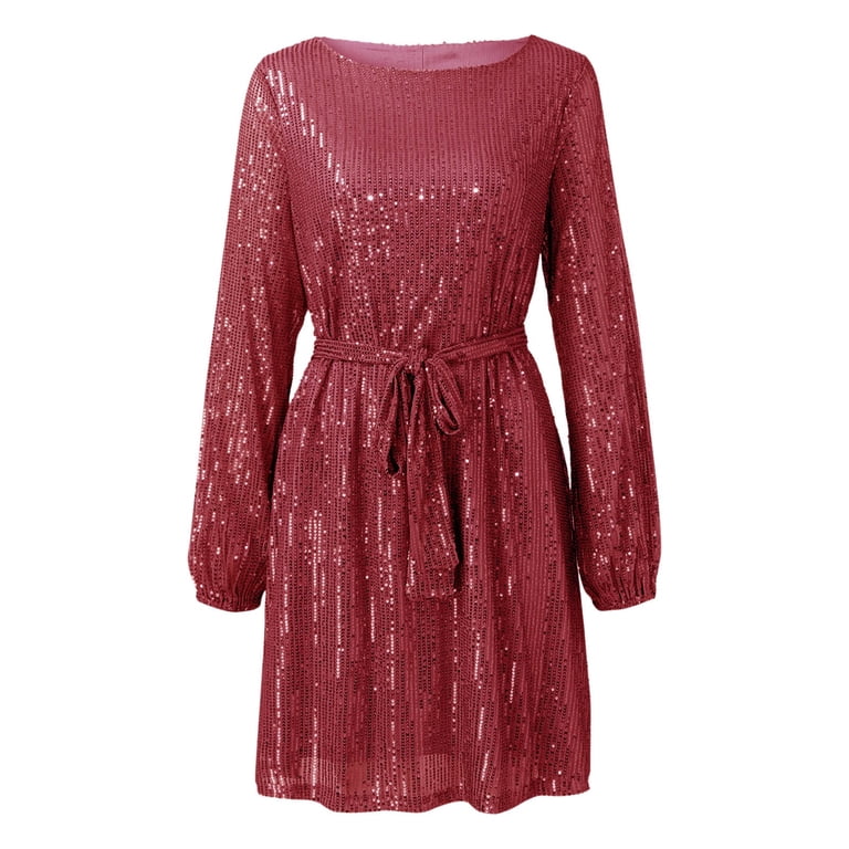knee length dresses for ladies Mac Duggal - Beige High Neck Long Sleeve Sequin Gown main image 1
