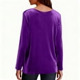 thumbnail image 4 of Huankd Velvet Tops for Women Long Sleeve V Neck Loose Fit Casual Dressy Blouses Fall Winter 2025 Soft Velour Shirts Purple S, 4 of 7