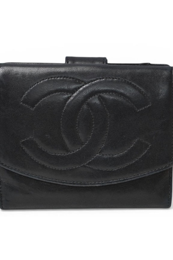 Pre-Owned Chanel bi-fold wallet, Coco Mark, black.