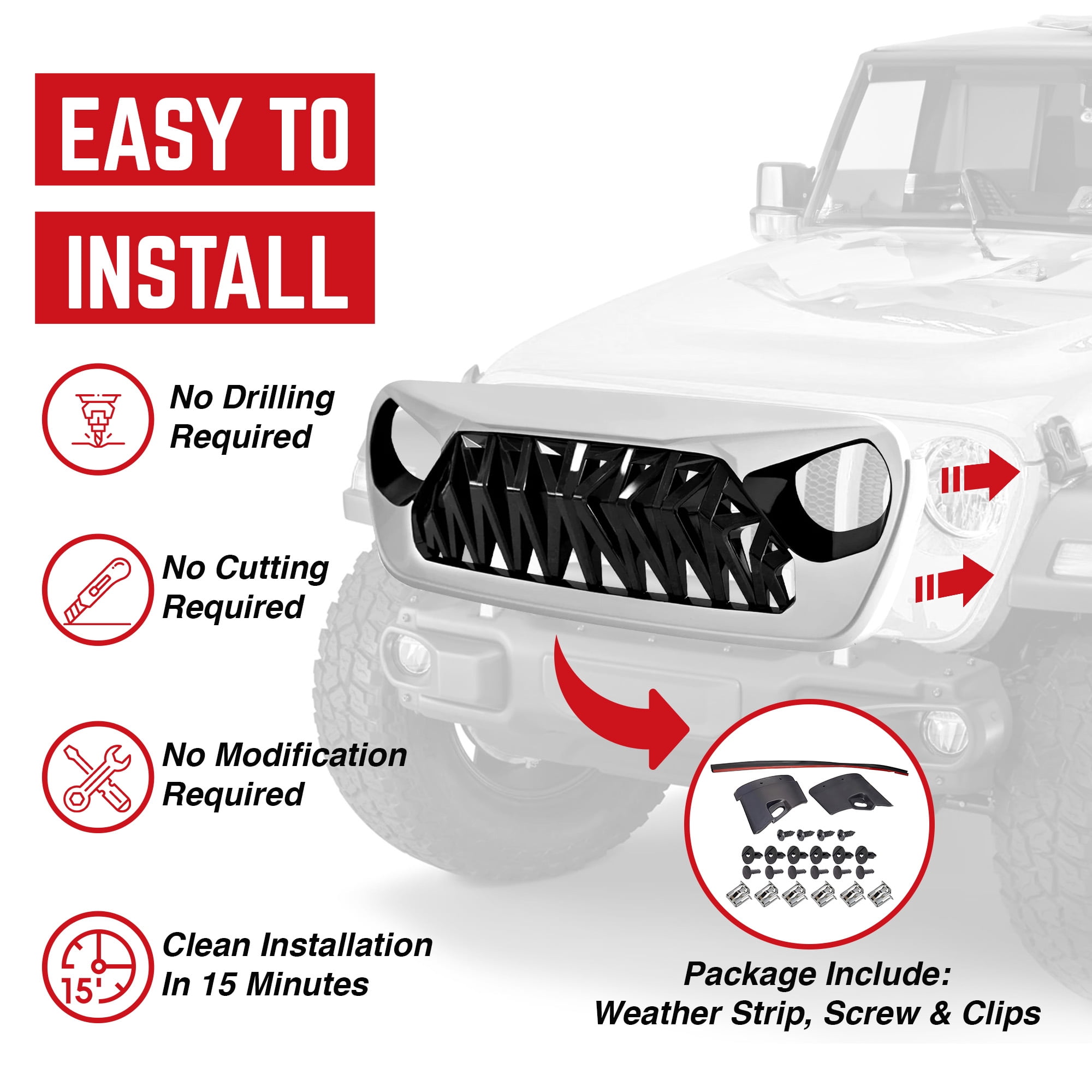 AMERICAN MODIFIED Shark Grille for 2018+ Wrangler JL & 2020+ Gladiator JT