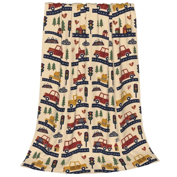 Cars Blanket, Cartoon Vehicle Pattern Flannel Throw Blanket, Soft Lightweight Cozy Blanket for Sofa, Bed, Bedroom Decor, Birthday Gift 50x40