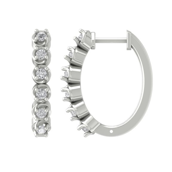 Araiya Sterling Silver Diamond Hoop Earrings for Women (1/2 cttw, I-J Color, I2-I3 Clarity)