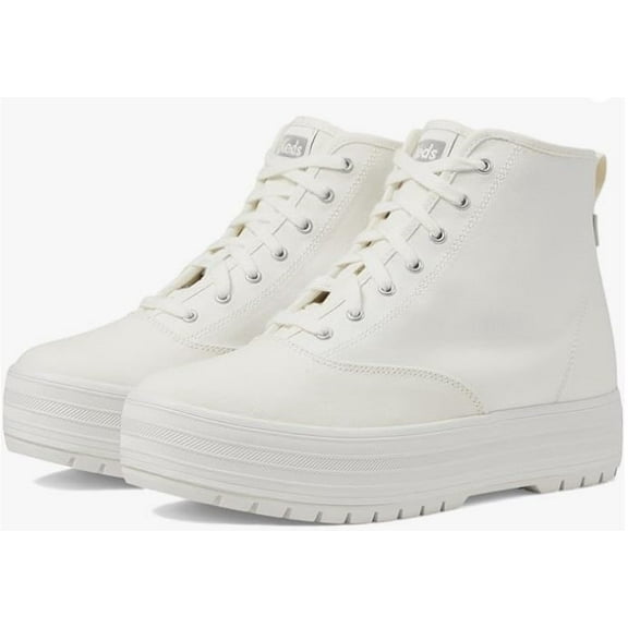Keds The Platform Mid Lug, Boot Womens, Snow White Canvas, 8 Medium