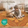 thumbnail image 4 of ODIKA 8'x10' Washable Area Rug Durable, Non-Slip Orange Tone Contemporary Balanced Abstract Expressionist Mid for Living Room, Under Sectional, Family, 4 of 7