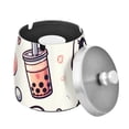 thumbnail image 2 of Rabbits Hearts Milk Tea Ashtray with Lid Smell Proof Cigarette Ashtray Stainless Steel Smokeless Ash Holder for Indoor Outdoor, 2 of 7
