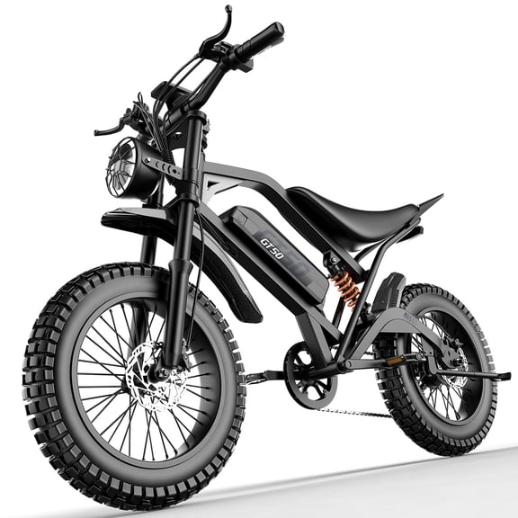 ASKGO GT50 Electric Bike for Adult,2500W Peak 65Miles Electric Mountain Bike,48V 25AH Off-road E Bike,37MPH Electric Motorcycle,20*4" Fat Tire,LED Headlights & Brake lights,Snow/Beach UL2849