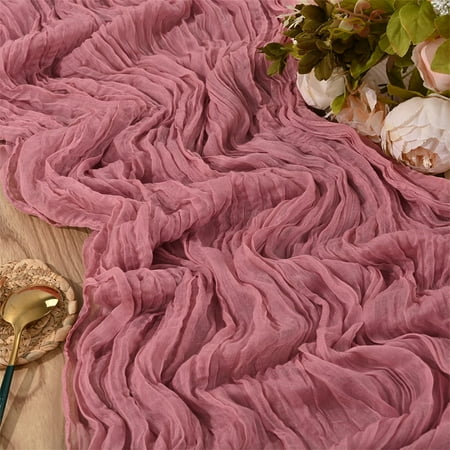 

Pesonlook 5 Packs Cheesecloth Table Runner 10Ft x 35 Dusty Rose Rustic Gauze Fabric Boho Table Runner Cheesecloth Wedding Table Decor Table Cloth for Wedding Party Bridal Shower Table Decorations