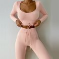 thumbnail image 2 of Conjunto De Ropa Deportiva Con Cuello En V Conjunto De 2 Piezas Acanalado Que Absorbe La Humedad Bodycon Casual Outfit Chándal Para Gimnasio ANGGREK Ropa, 2 of 6