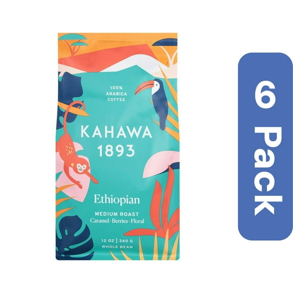 Kahawa 1893 Coffee Whole Bean Medium Ethiopian 12 oz (Pack Of 6)