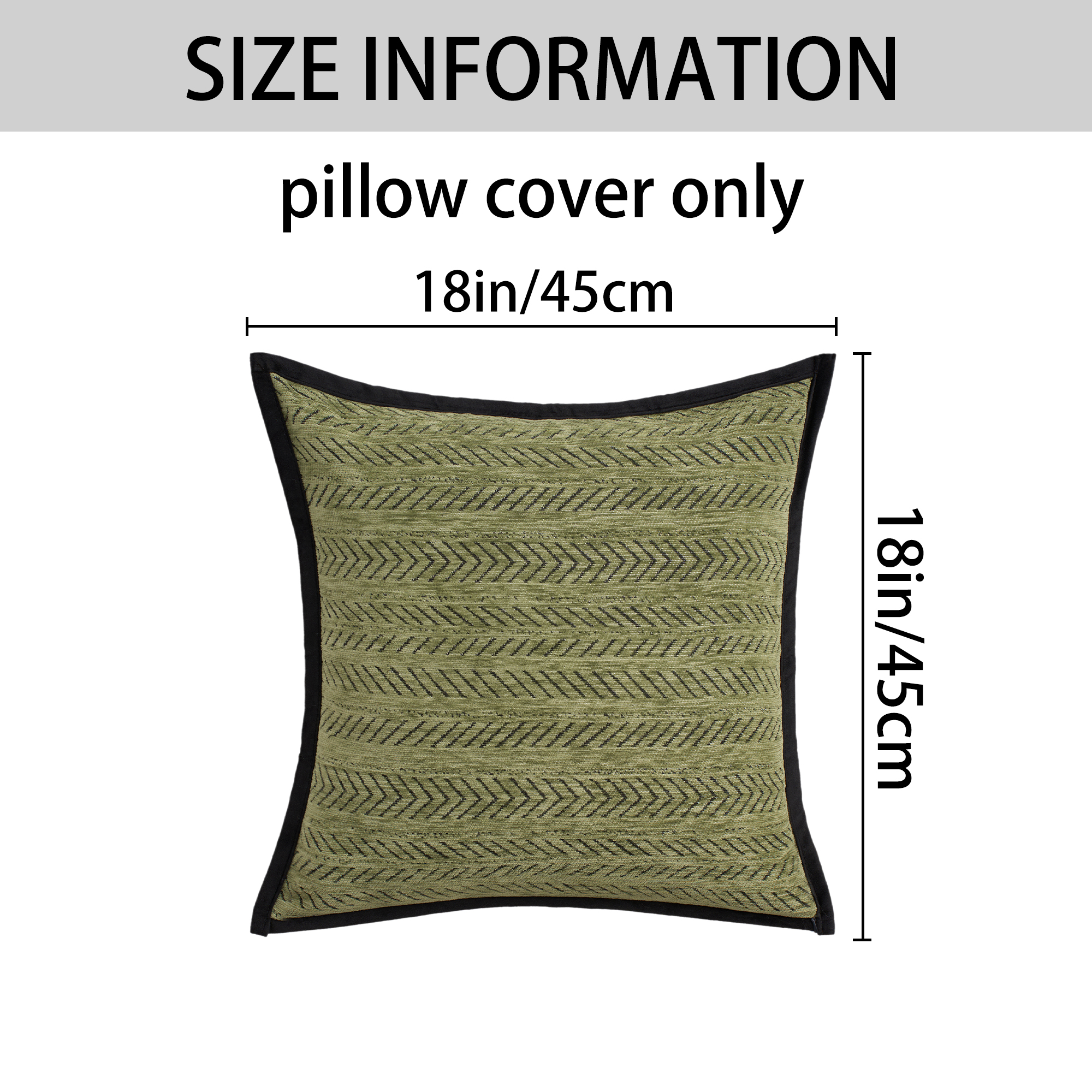 Unique Bargains Pack of 2 Chenille Herringbone Decorative Cushion Case 18" x 18" Green