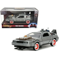 DeLorean DMC (Time Machine) Brushed Metal "Back to the Future Part III" (1990) Movie "Hollywood Rides" Series 1/32 Diecast Model Car by Jada