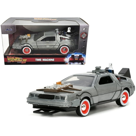 DeLorean DMC (Time Machine) Brushed Metal "Back to the Future Part III" (1990) Movie "Hollywood Rides" Series 1/32 Diecast Model Car by Jada