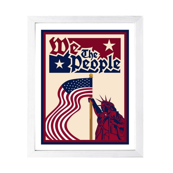 Designs ByLITA We The People, 5 x 7 White Wall Print (Framed) | USA Patriotic Decoration