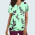 thumbnail image 2 of Jinhomg Scrub Shirt for Women Vintage Boho Floral Print Working Uniform Casual Loose Short Sleeve V-Neck Tunic Blouses Comfortable Workwear Seasonal Sale Green XXL, 2 of 6