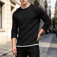 thumbnail image 5 of XRoczxe Men's Thermal Waffle Knit Long Sleeve T-Shirt, Crew Neck Slim Fit Textured Henley Top, Casual Basic Undershirt for Fall Winter Layering, 5 of 8