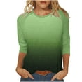 thumbnail image 4 of aidice T Shirts for Women Casual Round Neck 3/4 Raglan Sleeve Tops Comfy Fitting Gradient Color Shirts, 4 of 7