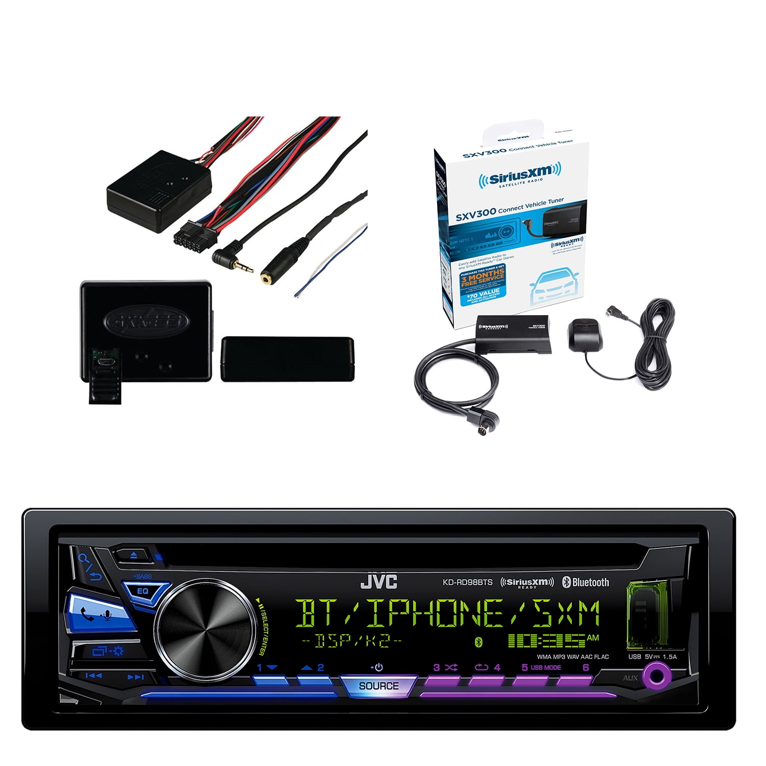 JVC Single DIN Bluetooth InDash CD/AM/FM Car Stereo with Sirius