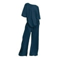 thumbnail image 2 of Baqcunre Women's Solid Color O Neck Top Wide-Leg Pantsuit,Color Blue,Size S-5XL, 2 of 4