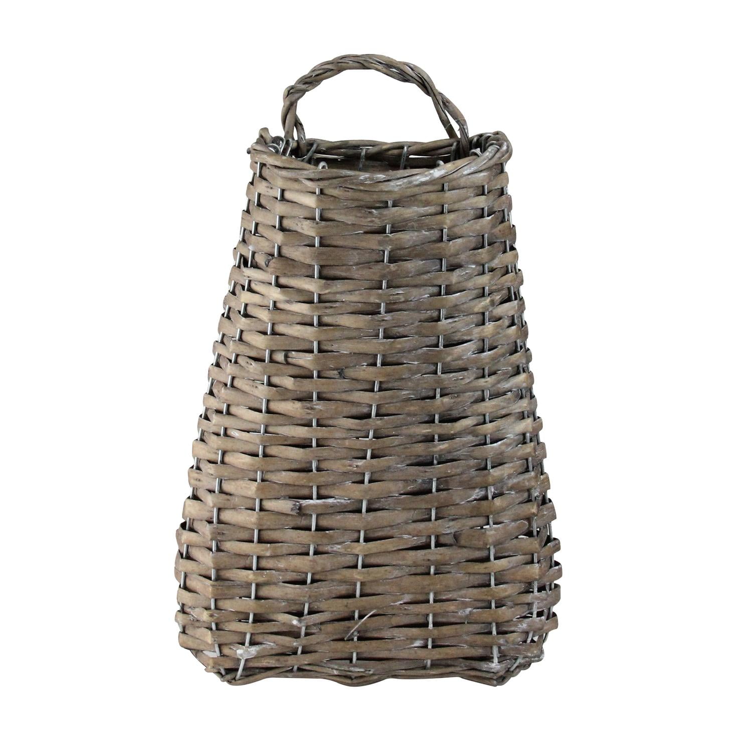 13.5" Country Rustic Brown Willow Woven Decorative Hanging Basket with