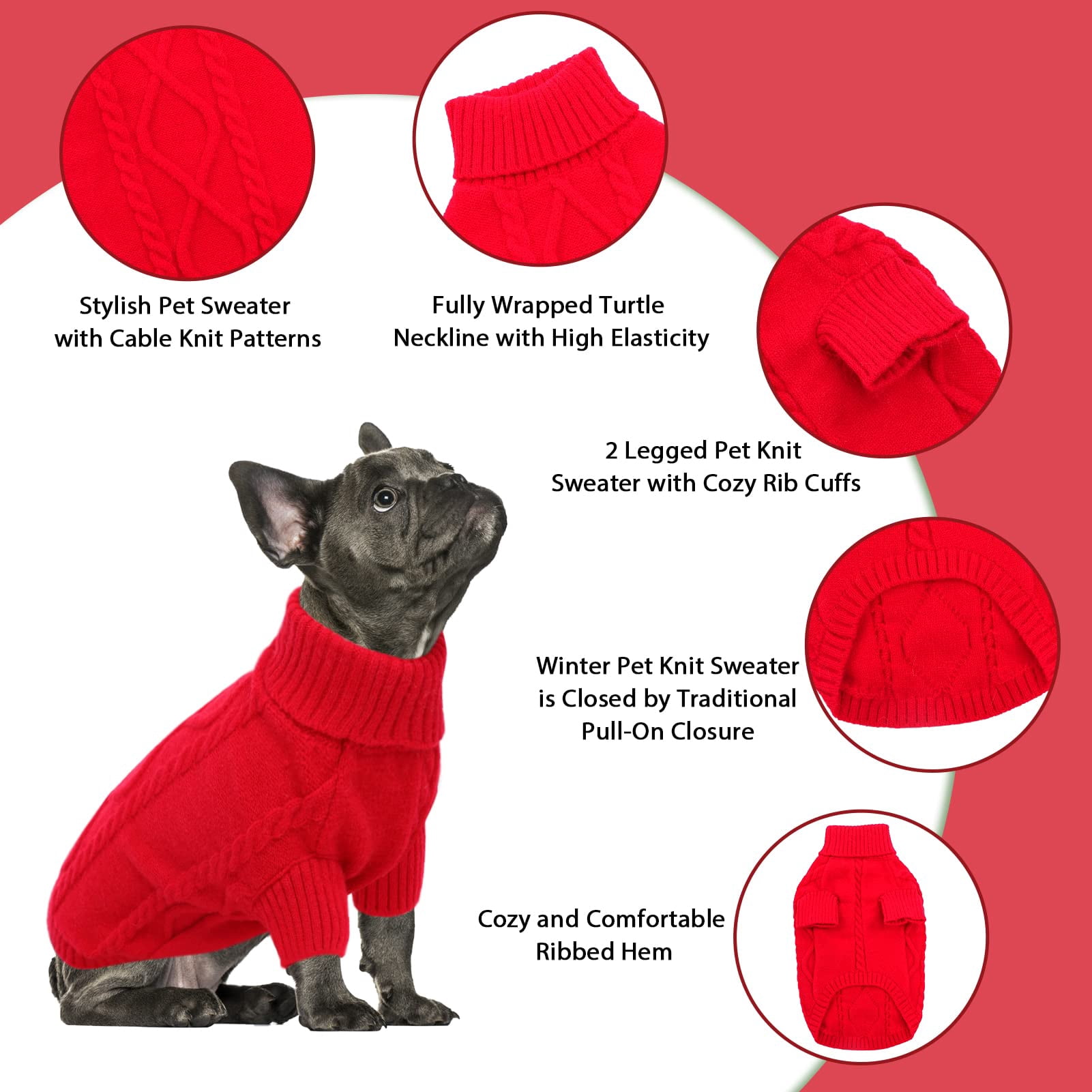 PayUSD Large Dog Sweaters,Large Dog Sweater for Pitbull Doberman,Warm Turtleneck Knitted Big Pet Sweater for Male Femal Dogs,Extra Large Size Dogs Winter Clothes