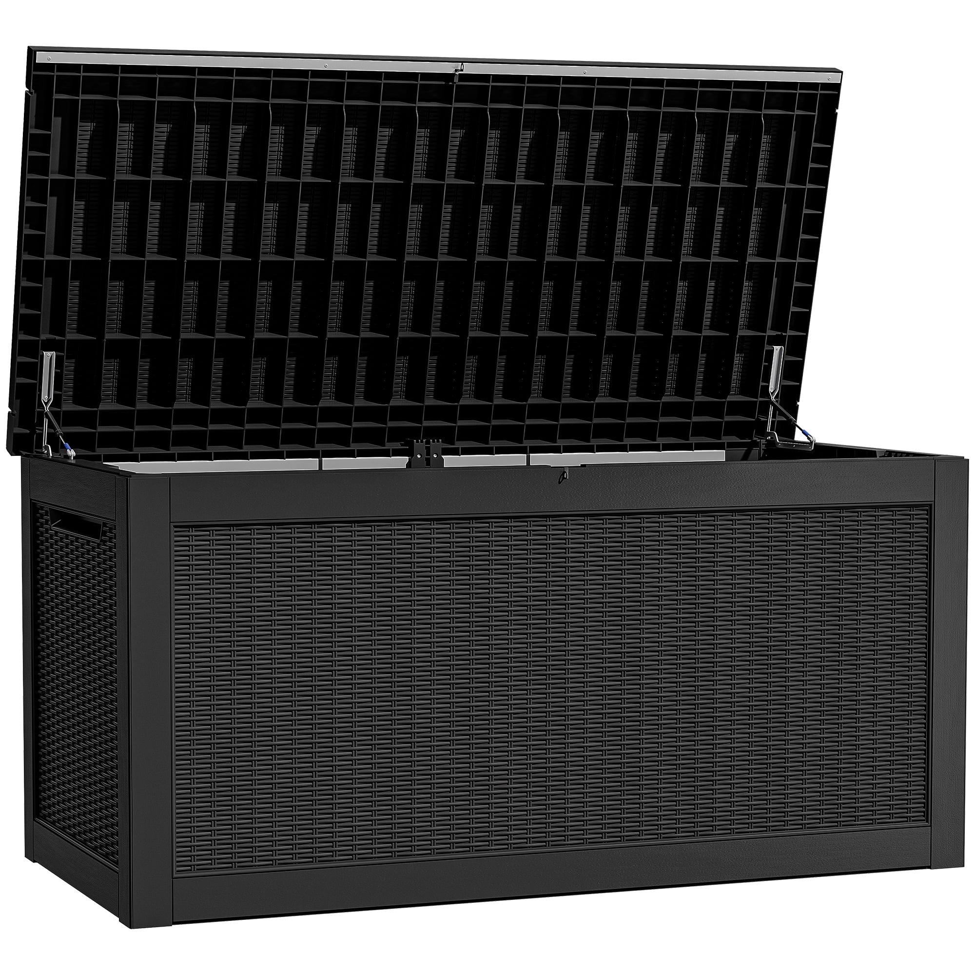 Uforic XXL 260 Gal Large Deck Box, Outdoor Rattan Storage Box, Waterproof & Lockable,Black