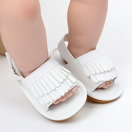 

Cathalem Kids Slide Sandals Boys Girls Open Toe Tassels Shoes First Walkers Shoes Summer Toddler Toddler Flip Flops Size 8 White 12 Months