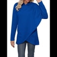 thumbnail image 3 of Sudadera Holgada con Capucha y Larga para Mujer, de Color Liso e Irregular Azul Real XXXL, 3 of 9
