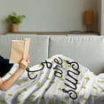 thumbnail image 3 of Saying Soft Flannel Fleece Throw Blanket, Sunshine Words Inspiration Print Colorful Raindrops on Background, Cozy Plush for Indoor and Outdoor Use, 50" x 60", Mustard White, by Ambesonne, 3 of 5