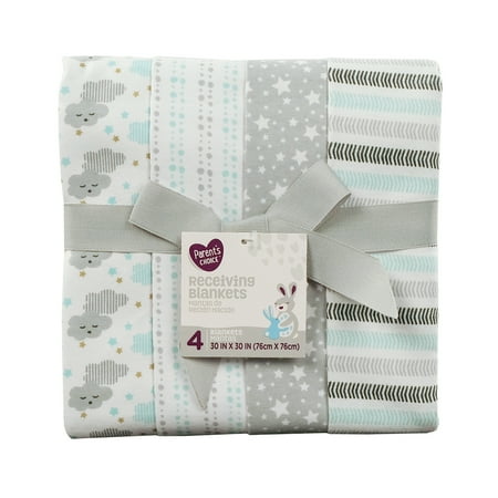 Royal Blue Receiving Blanket - Parent's Choice Receiving Blankets, Clouds, 4 Pack
