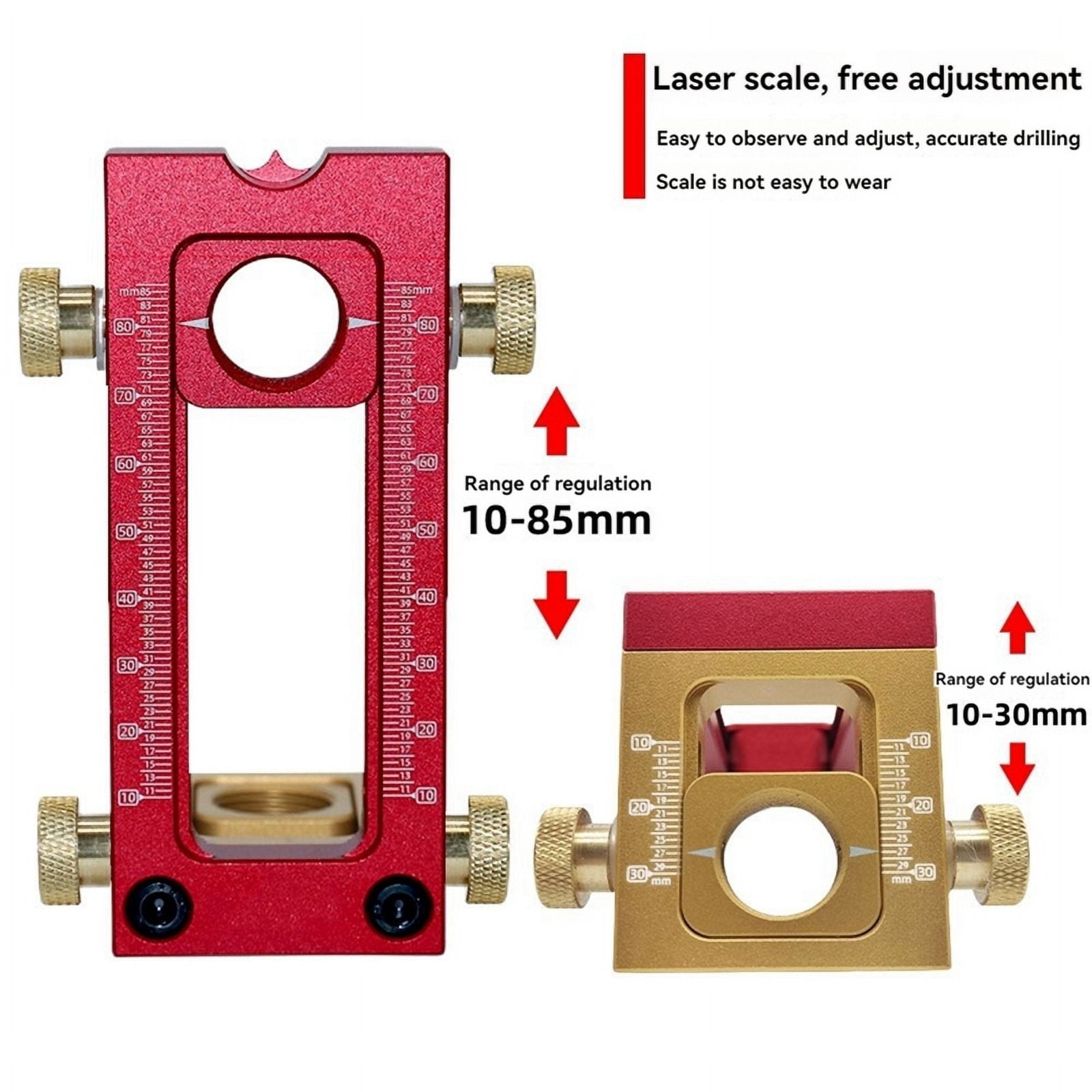 2 in 1 Drill Guide Doweling Jig Bed Cabinet Screw Punch Locator Woodworking Hole Drill Bit Set 5-Hole 6/8/10/12/15mm1 x 2 In 1 Drill Guide Doweling Jig set