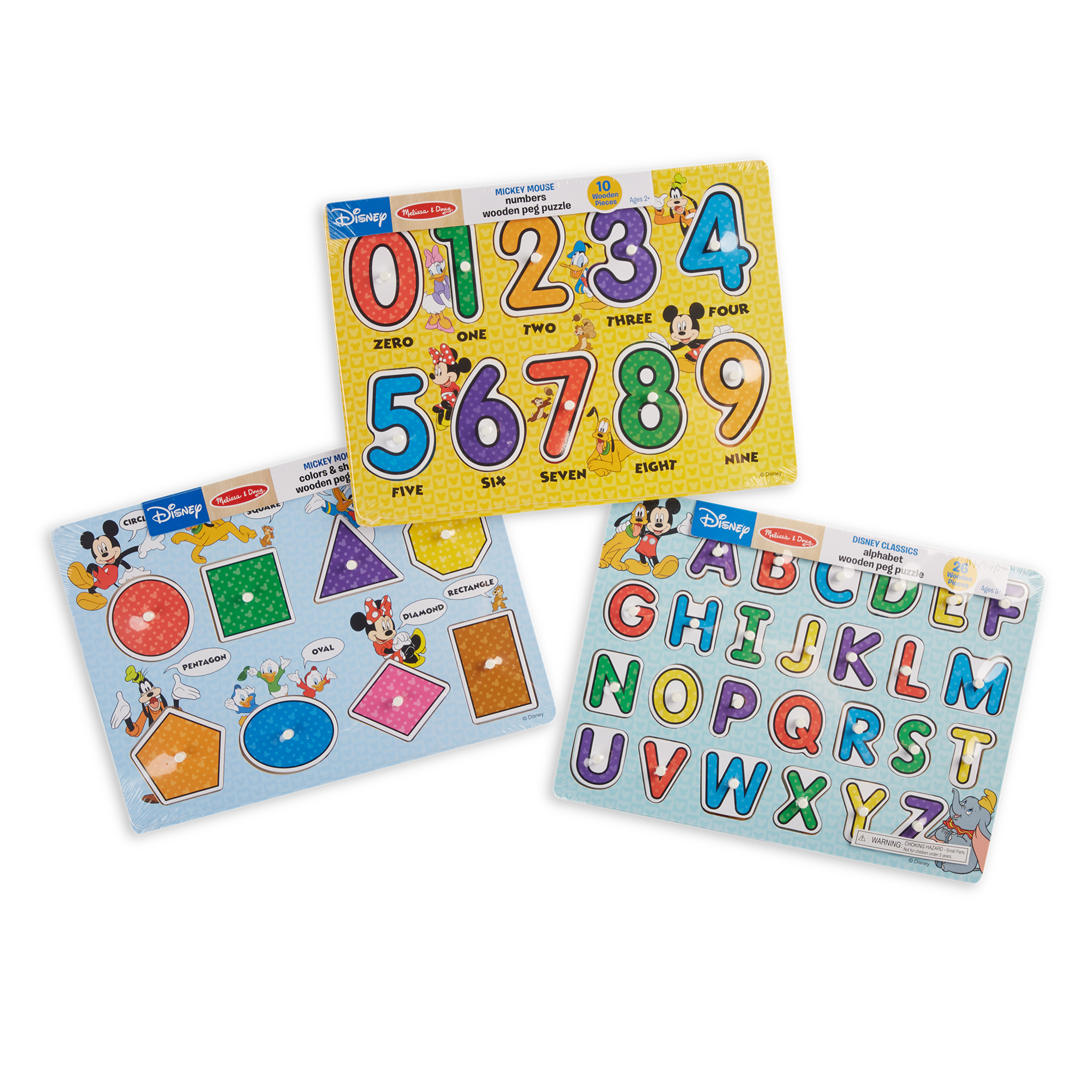 Melissa & Doug Disney Wooden Peg Puzzles Set: Letters, Numbers, and Shapes and Colors - image 3 of 9