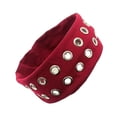 thumbnail image 5 of Xinwanna Headband Punk Style Rock Air-eye Decor Hair Band Elastic Fabric Eyelets Punk Headwrap Hair Accessory (Grey), 5 of 13