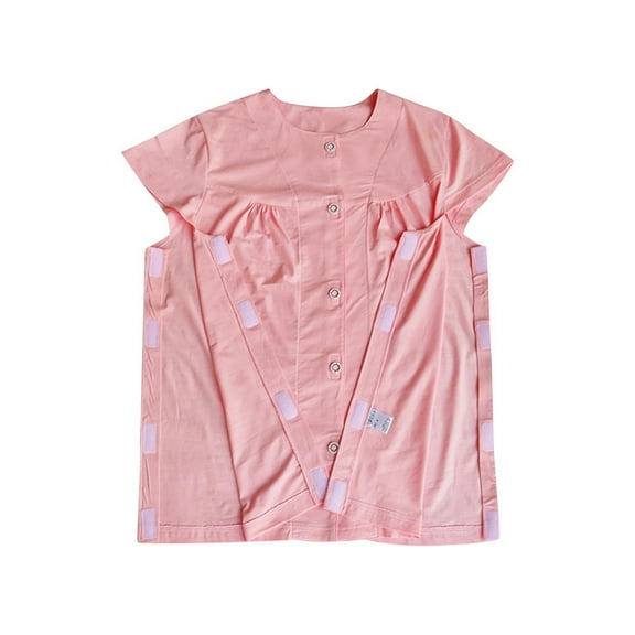 Xfvqtps Post Shoulder Surgery Recovery Tops with Magnetic Buttons for Women Crew Neck Tear Away Shirts Easy To Wear and Take Off Postoperative Care Tops Pink