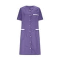thumbnail image 4 of QATAINLAV Clearance Sale! Scrub Dresses for Women Solid Color Short Sleeve Nurse Working Uniform with Pockets Stretchy V-Neck Holiday Workwear Purple XL, 4 of 7
