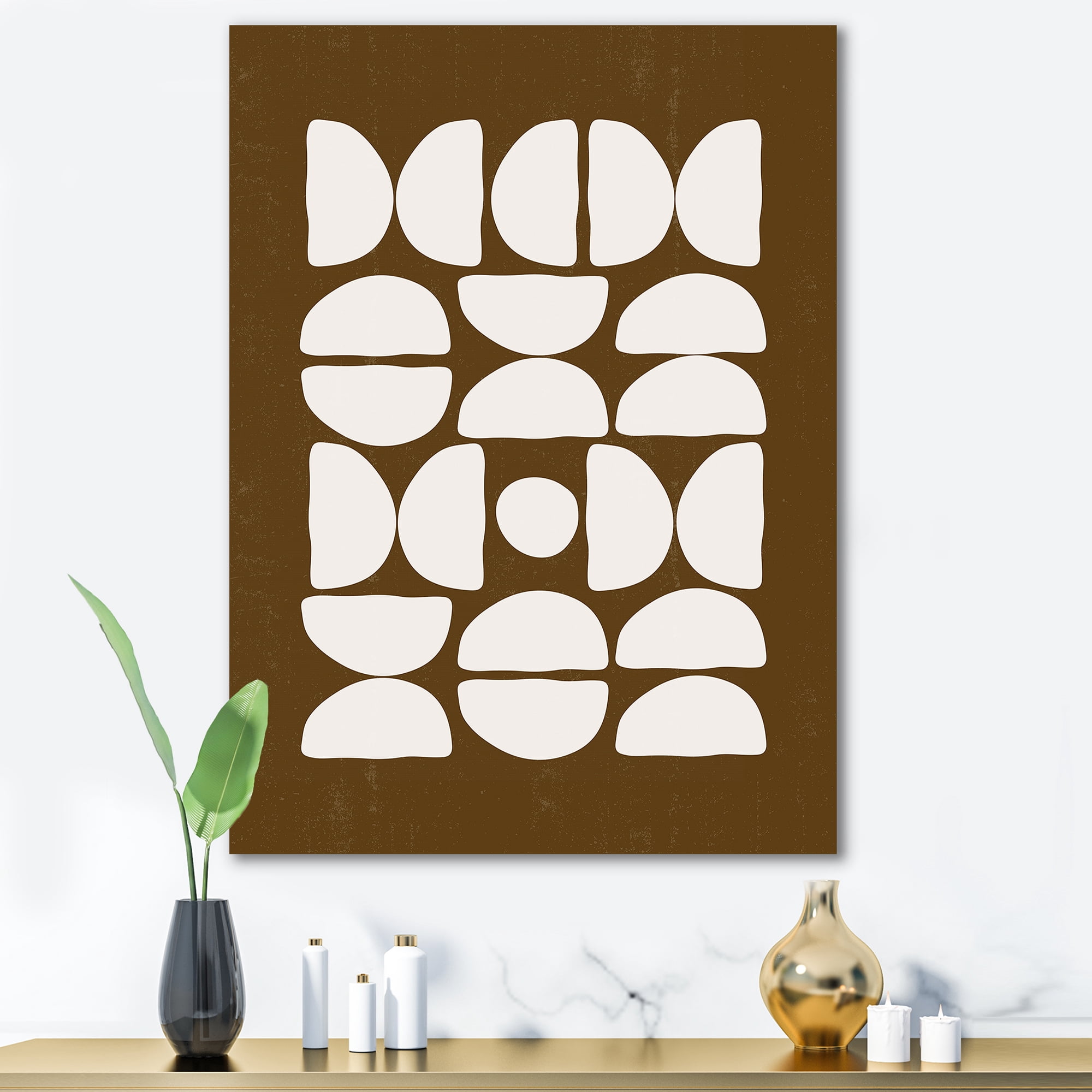 Abstract Minimal Half Moons Composition 12 in x 8 in Painting Canvas Art Print, by Designart