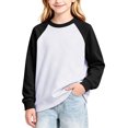 thumbnail image 2 of YOUYEDIAN Girls Shirts Casual Comfy Raglan Long Sleeve Crewneck Tops, 2 of 5