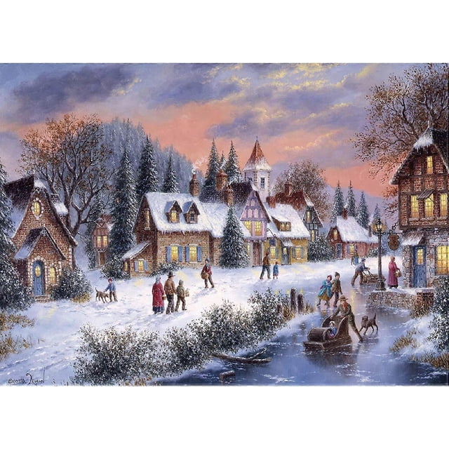 1000 Pieces Snowy Winter Night 70 x 50 cm Jigsaw Puzzles for Adults Educational Game Challenge Toy 1000 Piece Jigsaw Puzzles for Adults Kids
