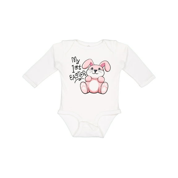 Inktastic My 1st Easter Cuddly Pink Bunny Boys or Girls Long Sleeve Baby Bodysuit