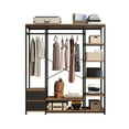 thumbnail image 2 of Zimtown Heavy Duty Clothes Rack, Metal Garment Rack, Freestanding Closet Storage Organizer with Double Hanging Rods, 2 Drawers and 8 Shelves, Vingtage Walnut & Black, 2 of 12