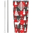 thumbnail image 2 of 20 Oz Insulated Tumbler with Lid and Straw, Checkered Buffalo Plaid Mom Dad Iced Coffee Stainless Steel Vacuum Insulated Tumbler Cup Travel Mug for Hot and Cold, 2 of 6