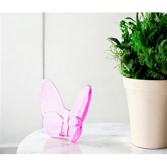 HomeRoots 554009 3 in. Pink Crystal Butterfly Figurine Tabletop Sculpture