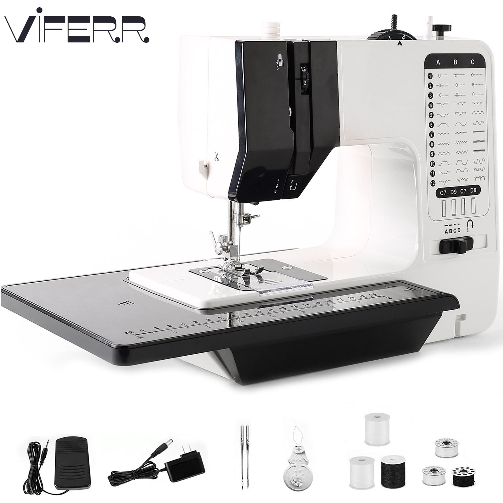 Viferr Mini Sewing Machine 12 Built-in Stitches Household Handheld Electric Portable Sewing Machine with Extension Table for Beginners and Kids Easy