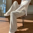 thumbnail image 6 of Kaemgyyd Women's Striped Pajama Pants Lounge Wide Leg High Waist Pj Bottoms with Pockets Drawstring Comfy Sleepwear, 6 of 7