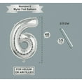 thumbnail image 4 of Silver Number 6 Mylar Foil Balloon 40 inch - Helium or Air Filled Metallic Balloons for Kids 6th Birthday Hbd Party, Anniversary, Graduation Decor, 4 of 9