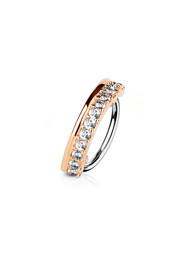 Nose & Cartilage Bendable Hoop Ring with CZ Paved Half Circle Line 18g or 20g
